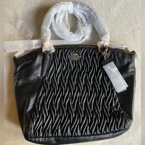 NWT Coach Small Kelsey Satchel Black Gathered Twist